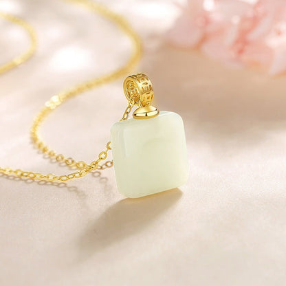 Jade Pendant Necklace - Hetian Cube Sugar 925 Silver | STAR8S
