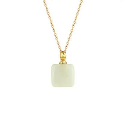 Jade Pendant Necklace - Hetian Cube Sugar 925 Silver | STAR8S