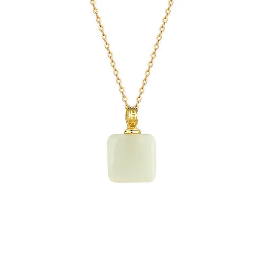 Jade Pendant Necklace - Hetian Cube Sugar 925 Silver | STAR8S
