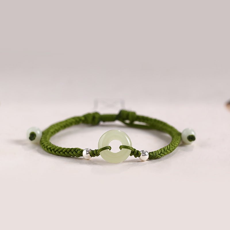 jade safety knot bracelet‌ - 925 silver & hetian jade protection charm | star8s