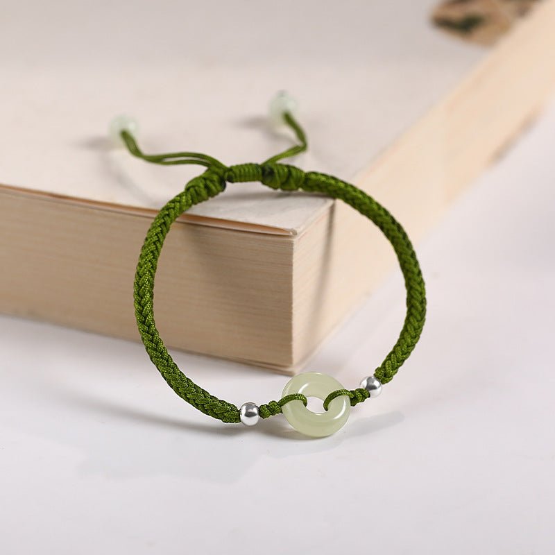 jade safety knot bracelet‌ - 925 silver & hetian jade protection charm | star8s
