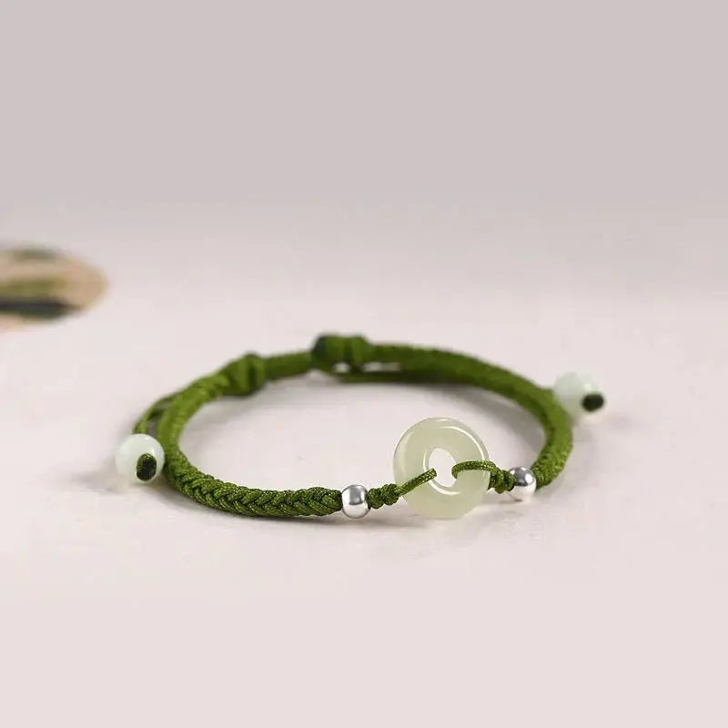 jade safety knot bracelet‌ - 925 silver & hetian jade protection charm | star8s - star8s