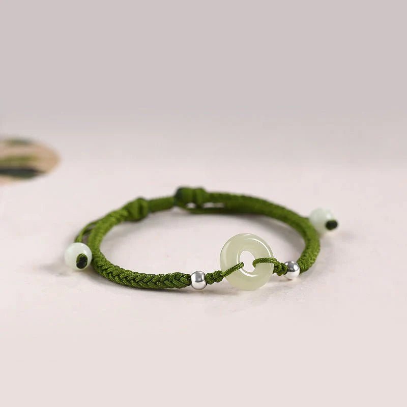 jade safety knot bracelet‌ - 925 silver & hetian jade protection charm | star8s - star8s