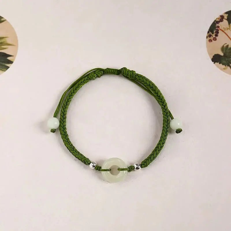 jade safety knot bracelet‌ - 925 silver & hetian jade protection charm | star8s - star8s