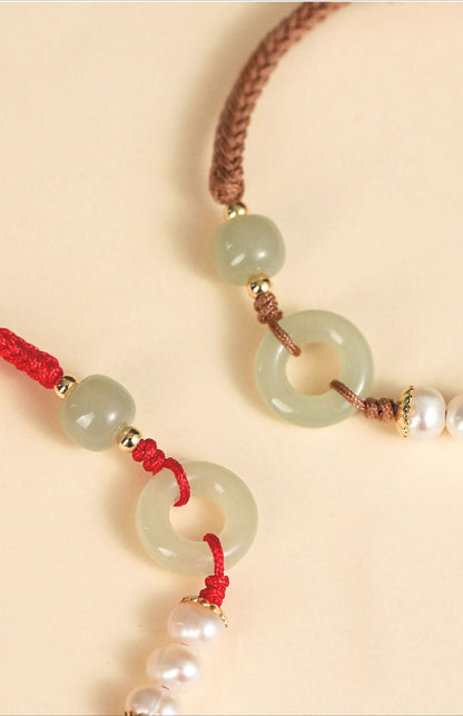 Jade Safety Knot red String Bracelet‌ - Hetian Pearl Friend Gift | STAR8S