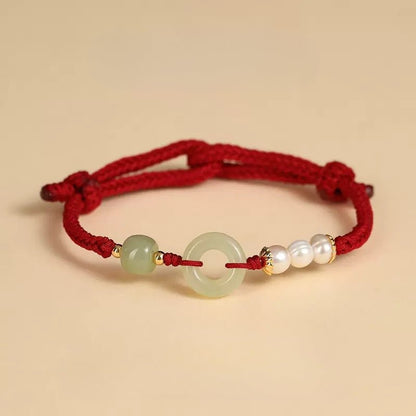Jade Safety Knot red String Bracelet‌ - Hetian Pearl Friend Gift | STAR8S