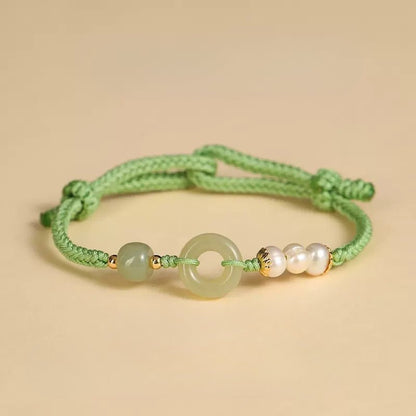Jade Safety Knot red String Bracelet‌ - Hetian Pearl Friend Gift | STAR8S
