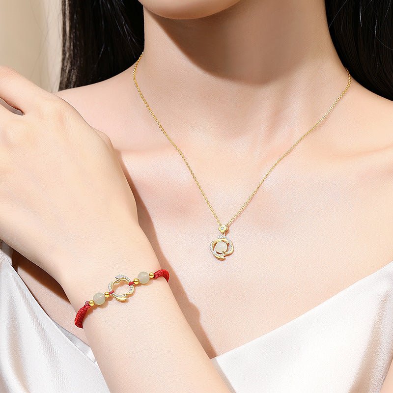 jade snake pendant - 925 silver hetian lucky snake necklace | star8s - star8s