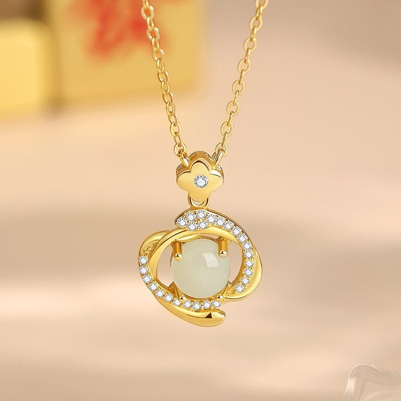 jade snake pendant - 925 silver hetian lucky snake necklace | star8s - star8s