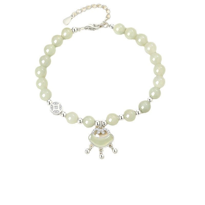 jade stone bracelet - hetian jade, 925 silver, longevity lock, ruyi, coin | star8s