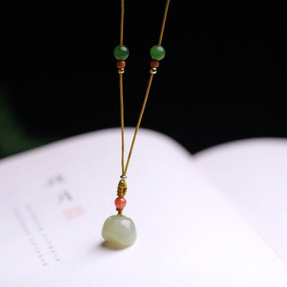 Jade Stone Necklace - Heitian Hanging Lock Pendant for Men & Women‌ | STAR8S