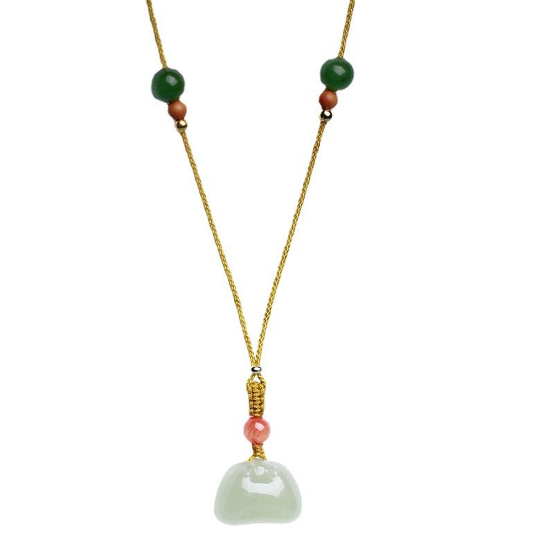 Jade Stone Necklace - Heitian Hanging Lock Pendant for Men & Women‌ | STAR8S