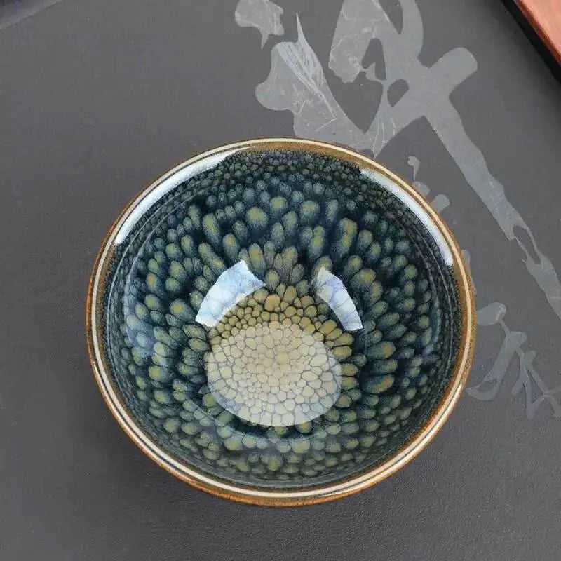 jianzhan tea cup – green partridge design, luxurious & exquisite kiln - changed masterpiece - star8s
