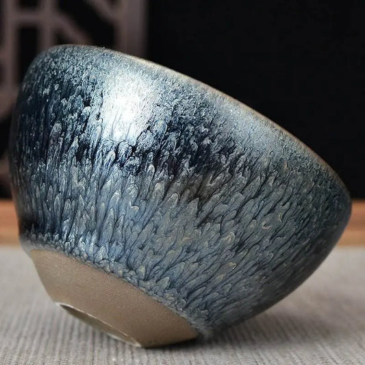 Jianzhan Tea Cup – Handmade Blue Hundred Flowers, Exquisite & Unique Masterpiece - STAR8S