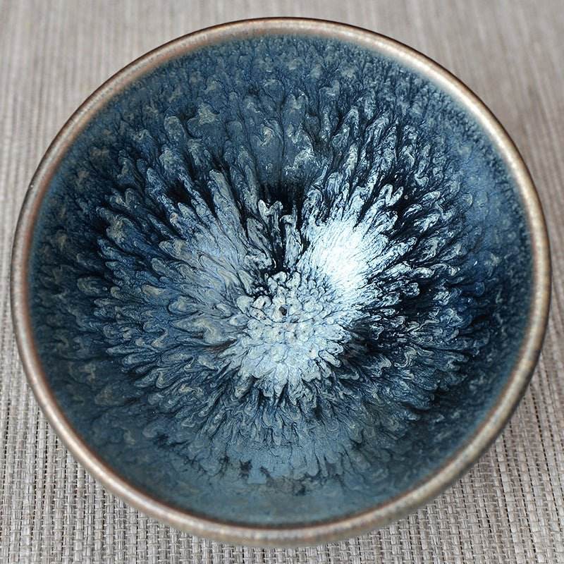 jianzhan tea cup – handmade blue hundred flowers, exquisite & unique masterpiece - star8s