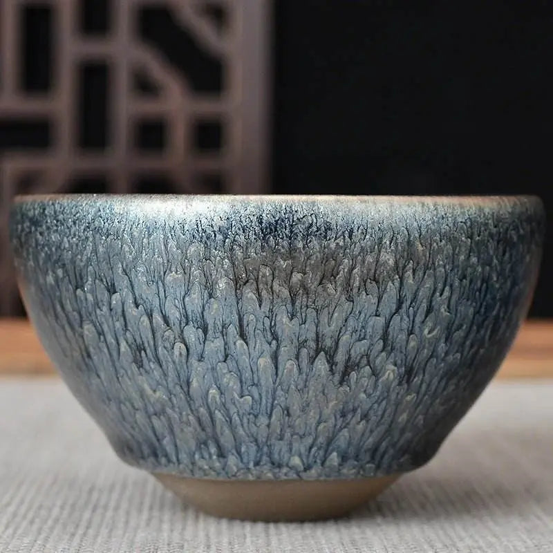 jianzhan tea cup – handmade blue hundred flowers, exquisite & unique masterpiece - star8s