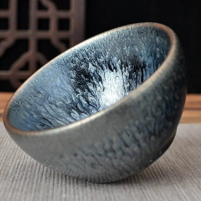 Jianzhan Tea Cup – Handmade Blue Hundred Flowers, Exquisite & Unique Masterpiece - STAR8S