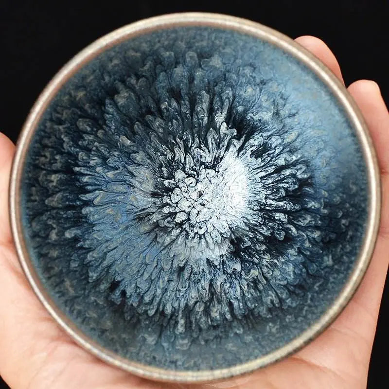 jianzhan tea cup – handmade blue hundred flowers, exquisite & unique masterpiece - star8s