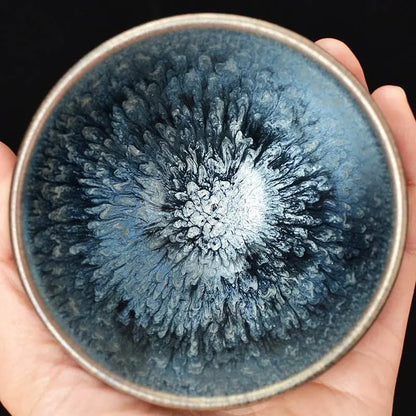 Jianzhan Tea Cup – Handmade Blue Hundred Flowers, Exquisite & Unique Masterpiece - STAR8S