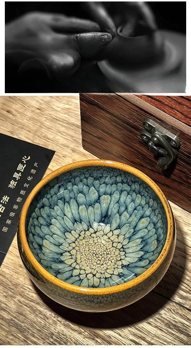 Jianzhan Tea Cup – Handmade Green Partridge, Unique & Exquisite Masterpiece - STAR8S