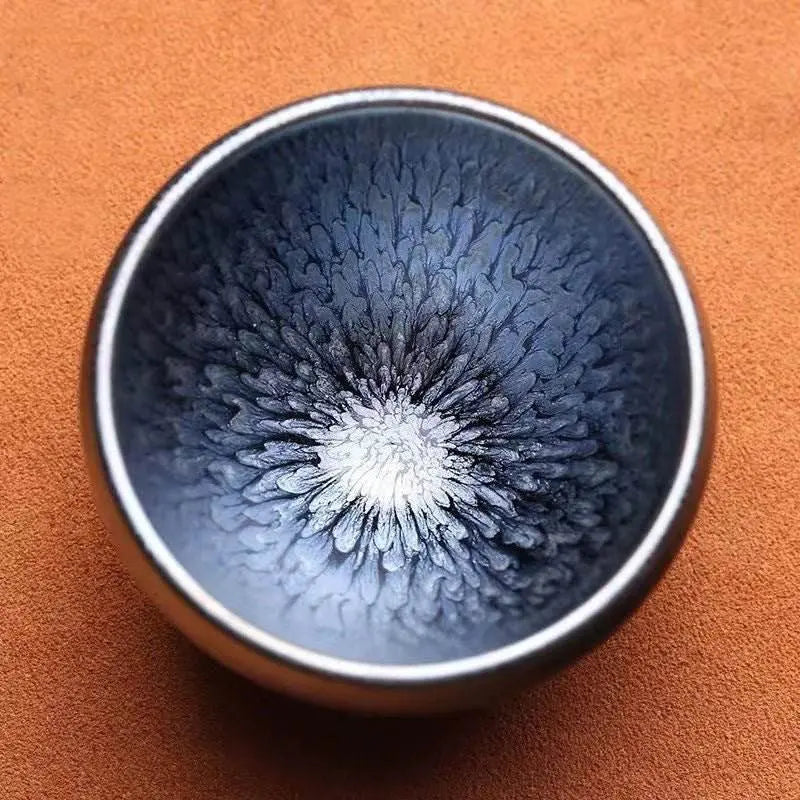 jianzhan tea cup – handmade hundred - flowers bowl, exquisite & unique masterpiece - star8s