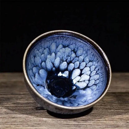 Jianzhan Tea Cup – Handmade Ink Peony, Elegant & Artistic Kiln - Changed Masterpiece - STAR8S