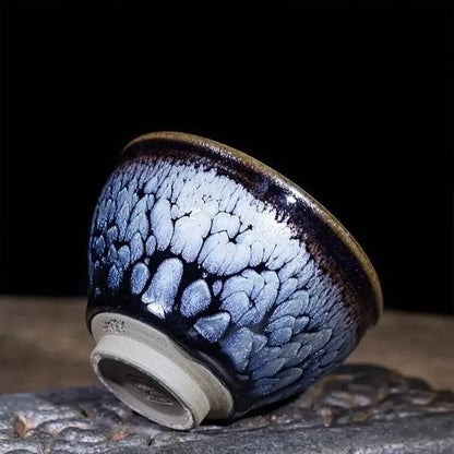 Jianzhan Tea Cup – Handmade Ink Peony, Elegant & Artistic Kiln - Changed Masterpiece - STAR8S