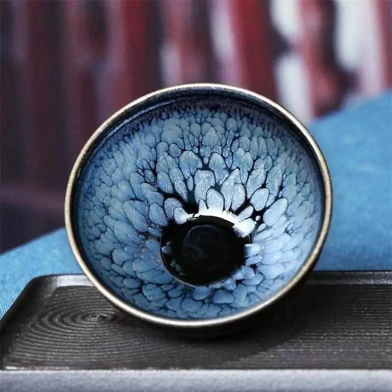 Jianzhan Tea Cup – Handmade Ink Peony, Elegant & Artistic Kiln - Changed Masterpiece - STAR8S