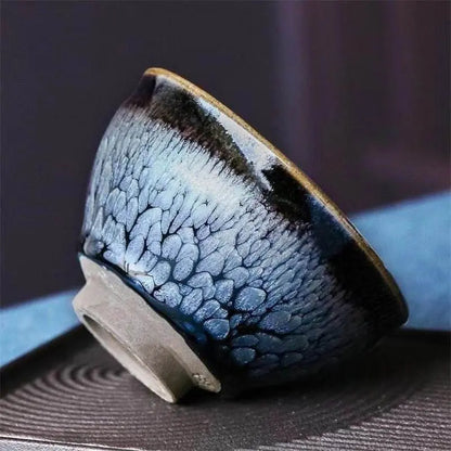 Jianzhan Tea Cup – Handmade Ink Peony, Elegant & Artistic Kiln - Changed Masterpiece - STAR8S