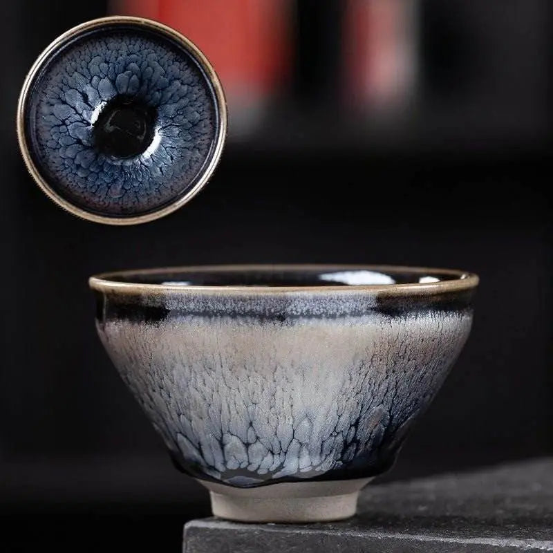 Jianzhan Tea Cup – Handmade Ink Peony, Elegant & Artistic Kiln - Changed Masterpiece - STAR8S