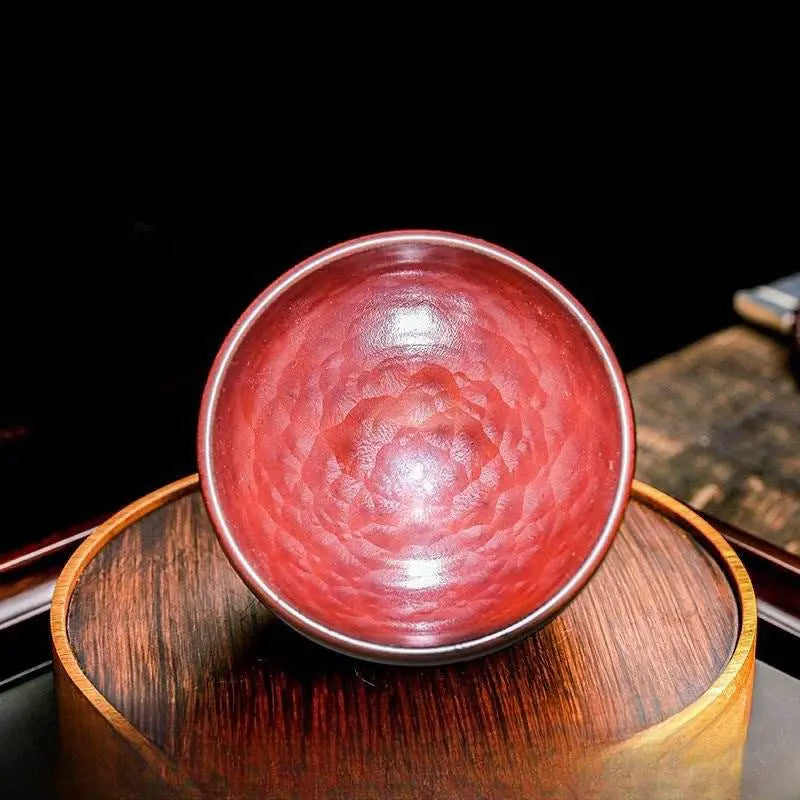 jianzhan tea cup – handmade persimmon red auspicious clouds, luxurious & exquisite - star8s