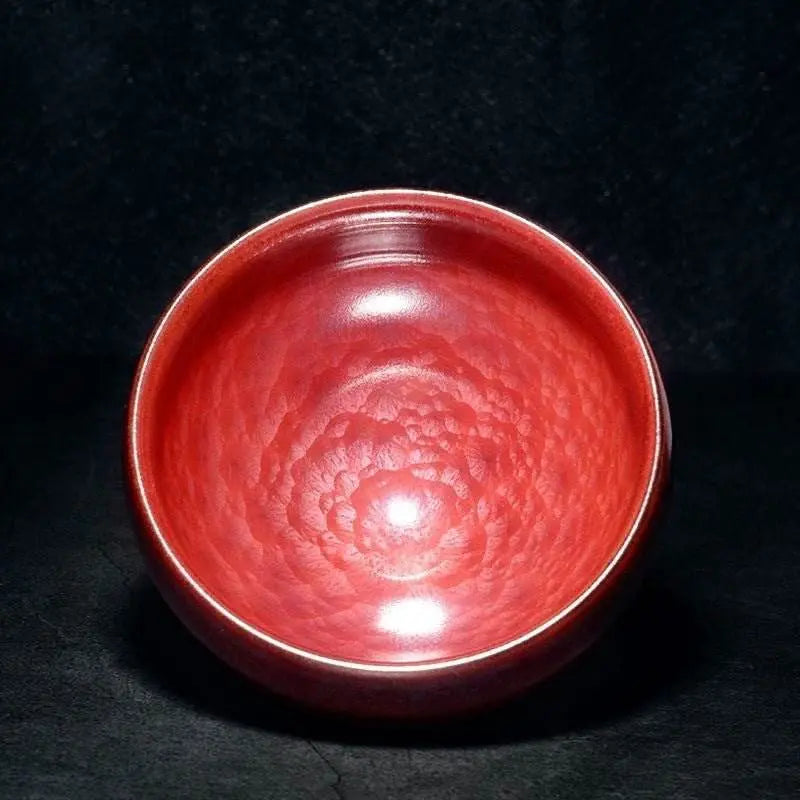 jianzhan tea cup – handmade persimmon red auspicious clouds, luxurious & exquisite - star8s