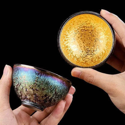 Jianzhan Tea Cup – Luxurious Gold - Plated & Colorful Diamond, Elegant & Exquisite for Kung Fu Tea - STAR8S