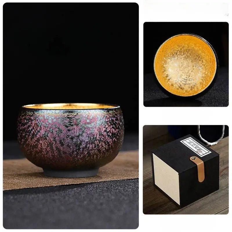 Jianzhan Tea Cup – Luxurious Gold - Plated & Colorful Diamond, Elegant & Exquisite for Kung Fu Tea - STAR8S