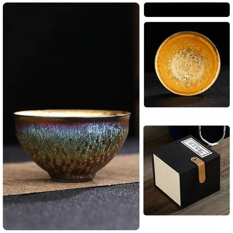 Jianzhan Tea Cup – Luxurious Gold - Plated & Colorful Diamond, Elegant & Exquisite for Kung Fu Tea - STAR8S