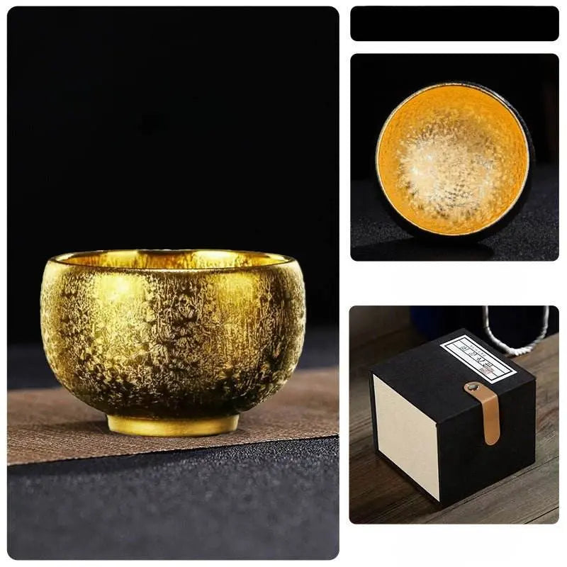 Jianzhan Tea Cup – Luxurious Gold - Plated & Colorful Diamond, Elegant & Exquisite for Kung Fu Tea - STAR8S