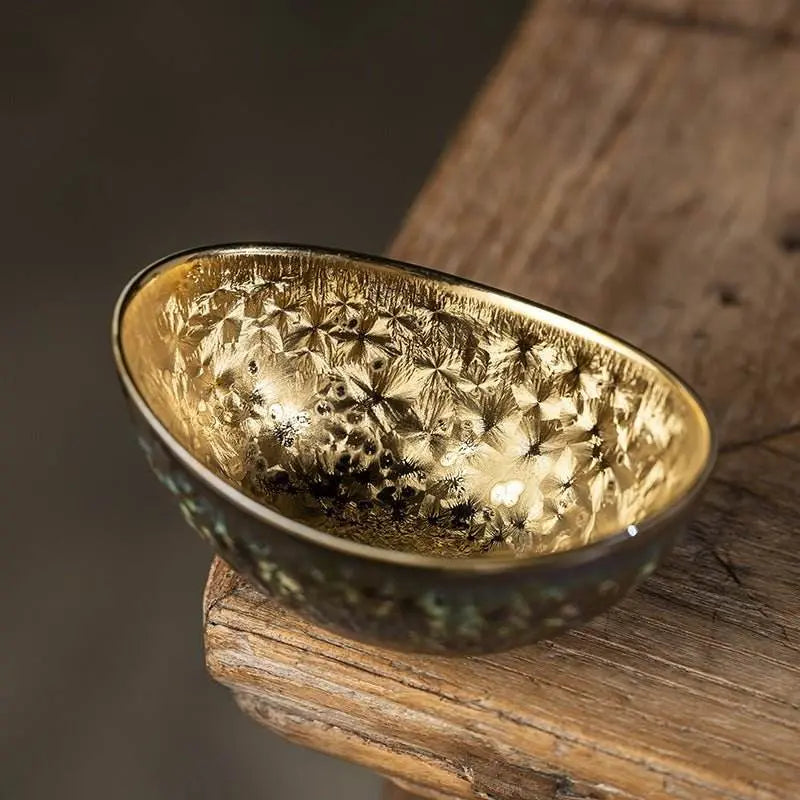 Jianzhan Tea Cups Ingot Handcrafted Ceramics, Tea Ceremony Stress Relief Collector's Artistic Legacy - STAR8S