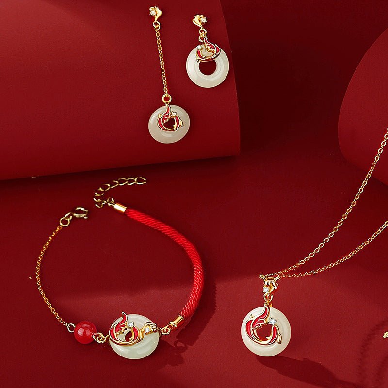 koi fish jade necklaces - 925 silver hetian safety disc koi | star8s