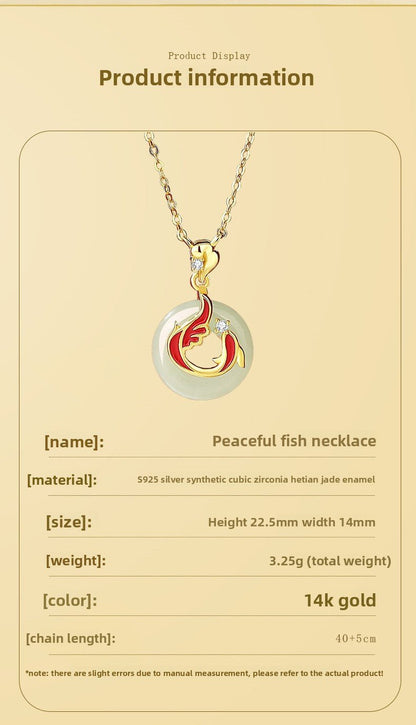 Koi Fish Jade Necklaces - 925 Silver Hetian Safety Disc Koi | STAR8S
