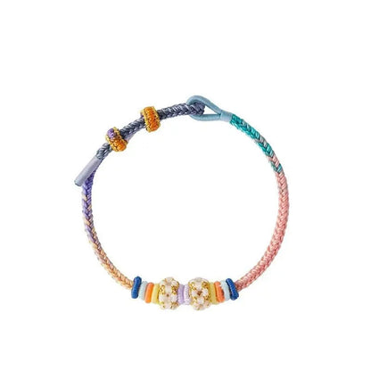 Kuromi Handmade Red String Bracelet | Colorful Braided Cord with Golden Accents | DIY Charm Bracelet STAR8S