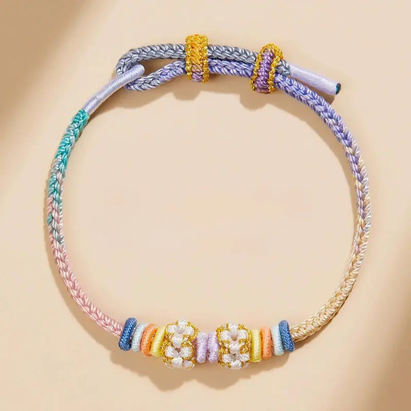 Kuromi Handmade Red String Bracelet | Colorful Braided Cord with Golden Accents | DIY Charm Bracelet - STAR8S