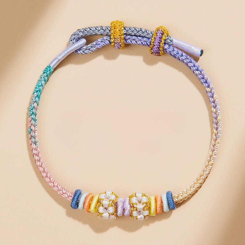 kuromi handmade red string bracelet | colorful braided cord with golden accents | diy charm bracelet - star8s