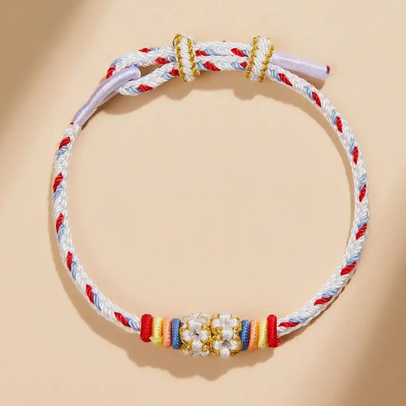 Kuromi Handmade Red String Bracelet | Colorful Braided Cord with Golden Accents | DIY Charm Bracelet - STAR8S