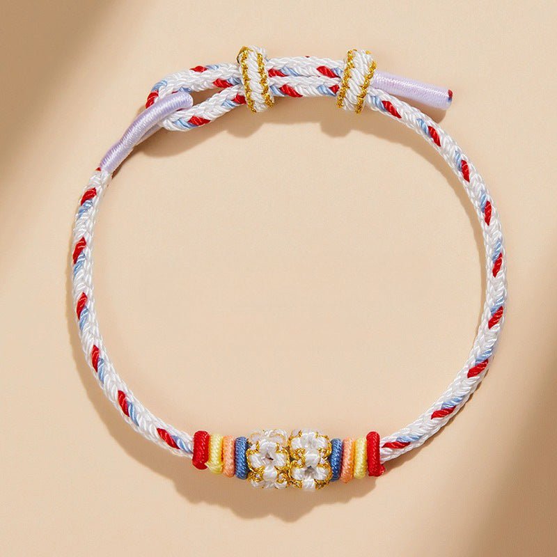 kuromi handmade red string bracelet | colorful braided cord with golden accents | diy charm bracelet - star8s