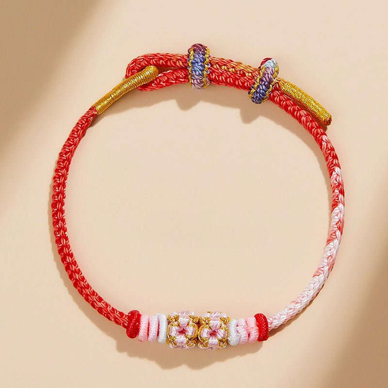 kuromi handmade red string bracelet | colorful braided cord with golden accents | diy charm bracelet - star8s