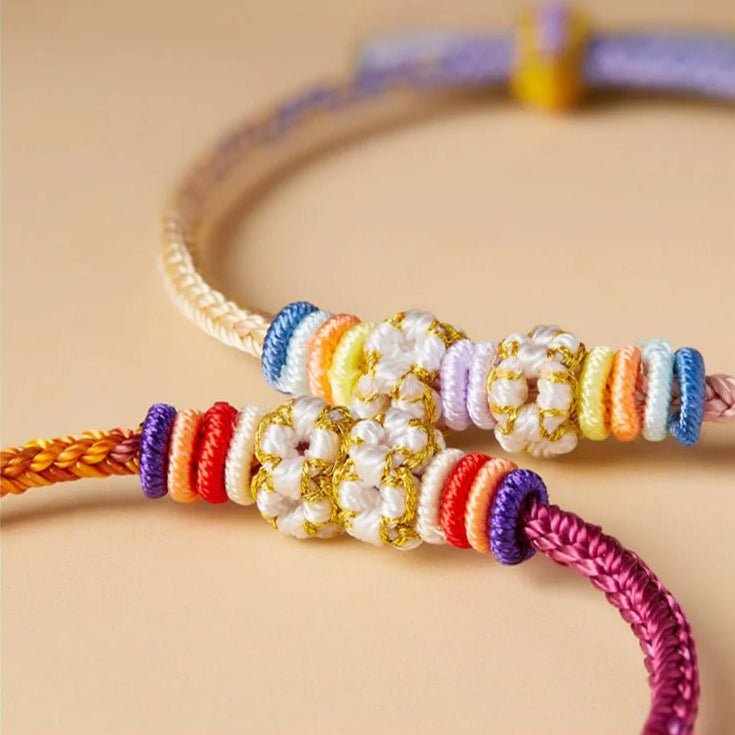 kuromi handmade red string bracelet | colorful braided cord with golden accents | diy charm bracelet - star8s