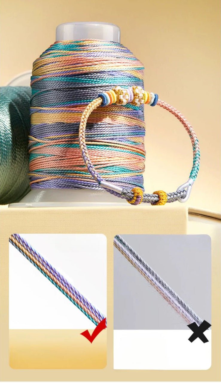 Kuromi Handmade Red String Bracelet | Colorful Braided Cord with Golden Accents | DIY Charm Bracelet - STAR8S