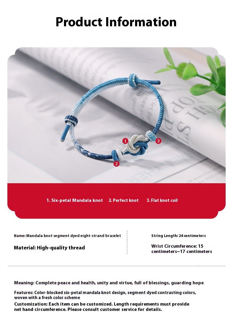 Lucky Adjustable Red String Bracelet: Mandala Gradient Segment Dyeing | STAR8S