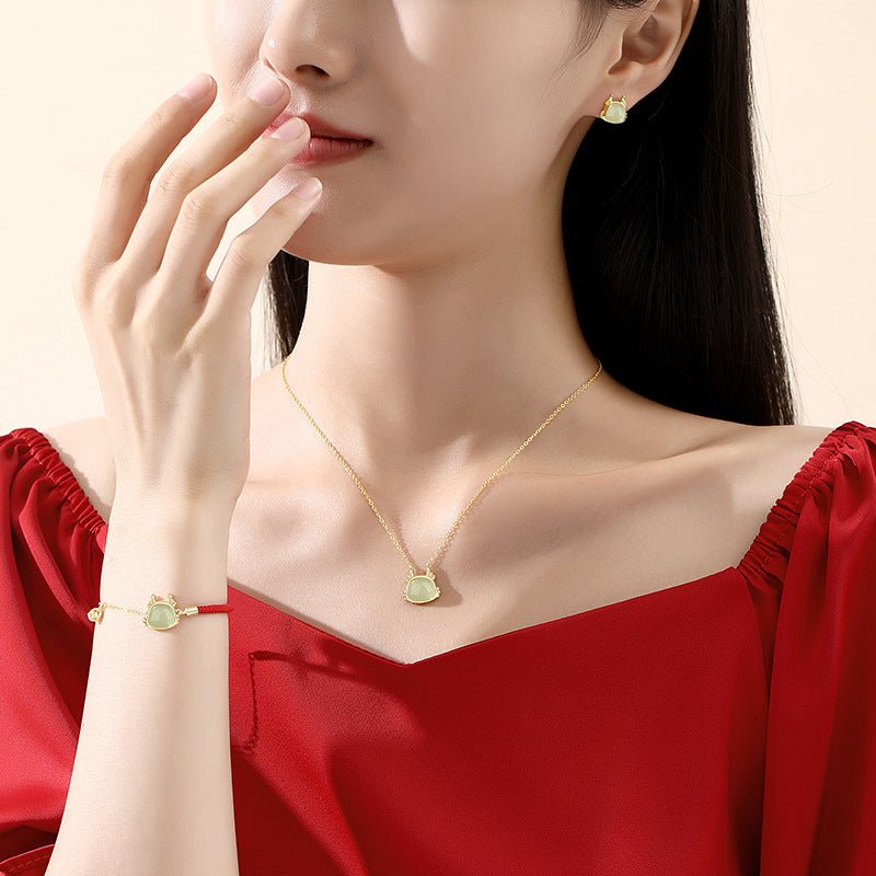 lucky jade bracelet - hetian jade, 925 silver, chinese zodiac, snake | star8s