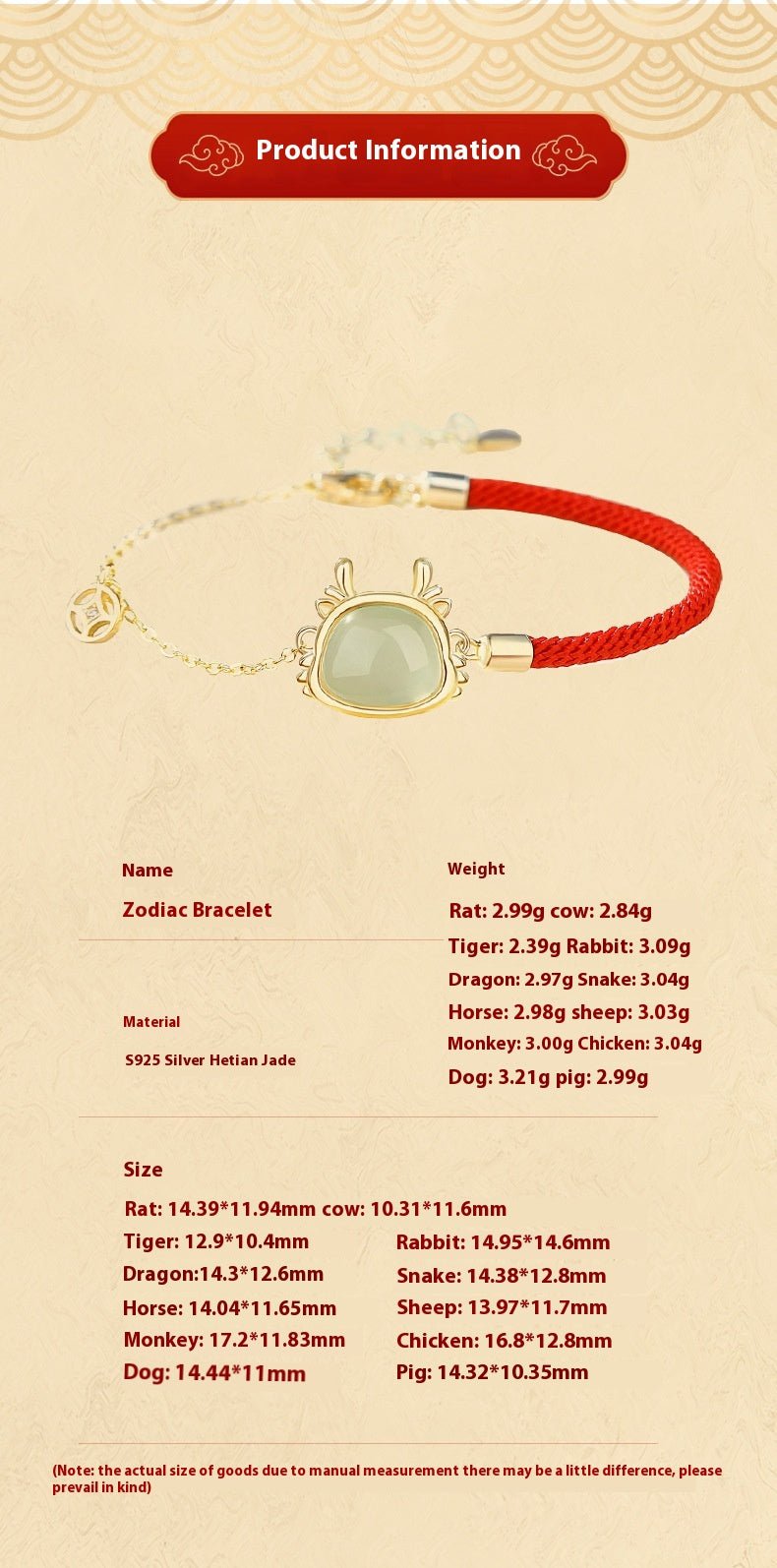 lucky jade bracelet - hetian jade, 925 silver, chinese zodiac, snake | star8s